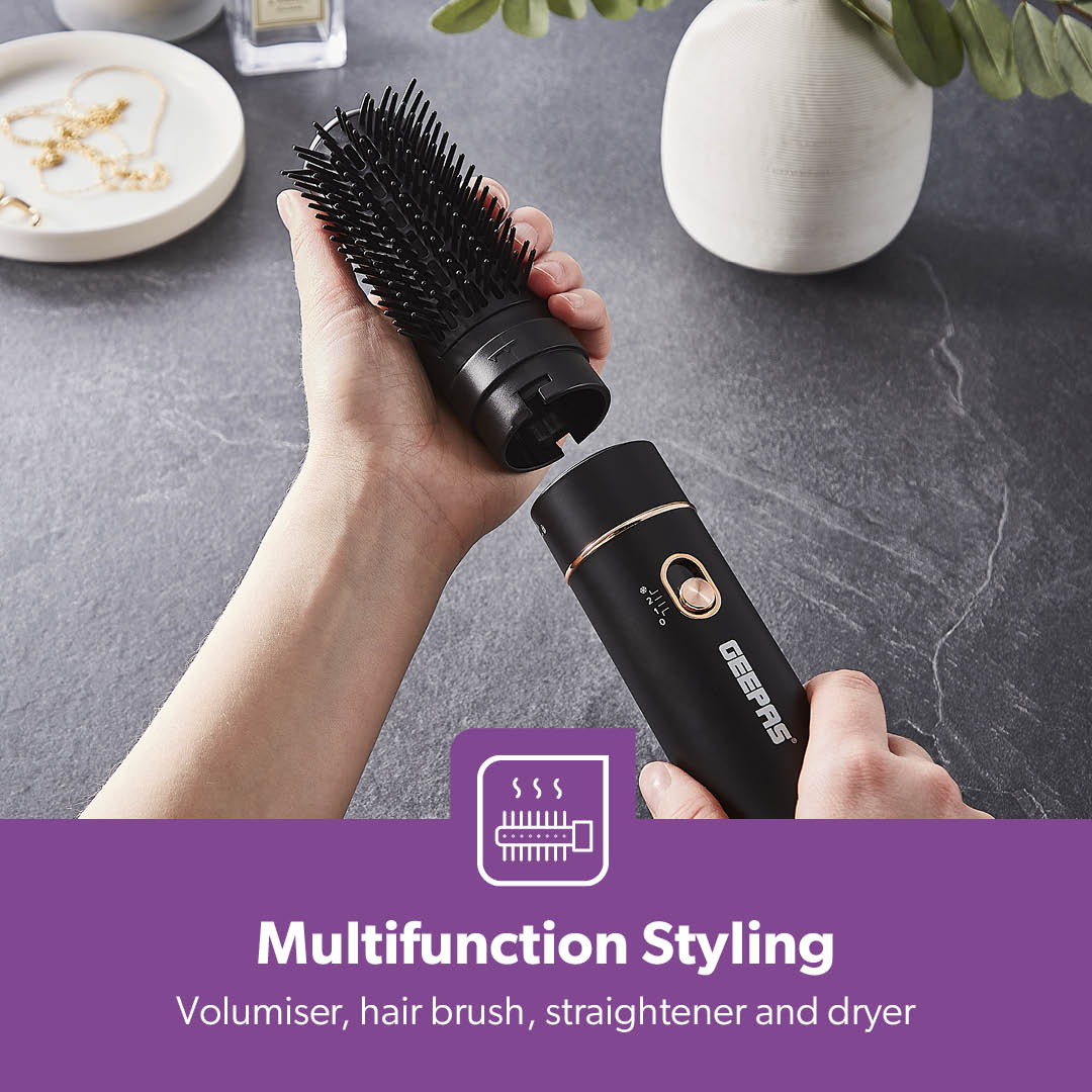 Black & Rose Gold Heated Hair Straightening Hair Brush and Styler
