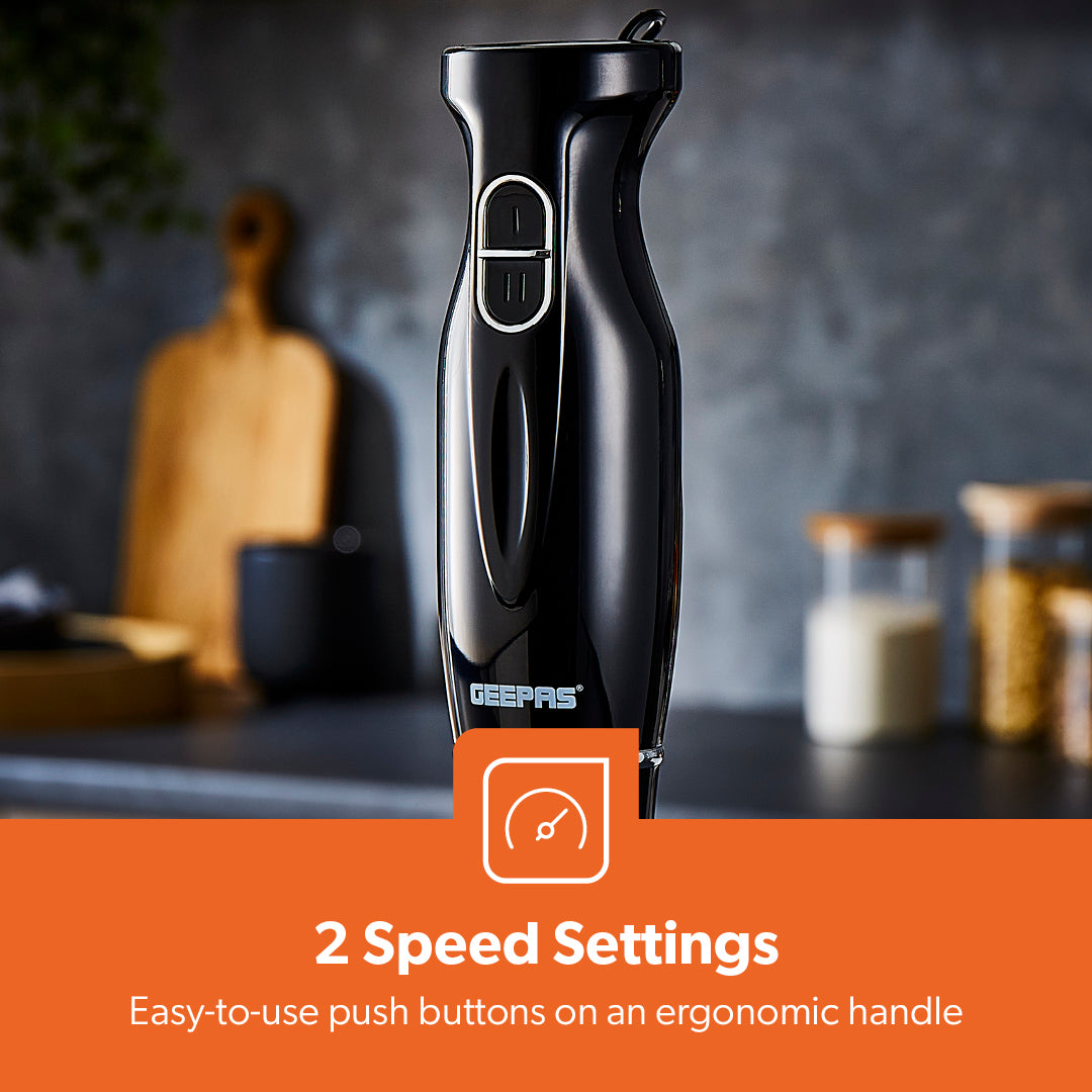 4-in-1 Black Hand Blender with Electric Whisk