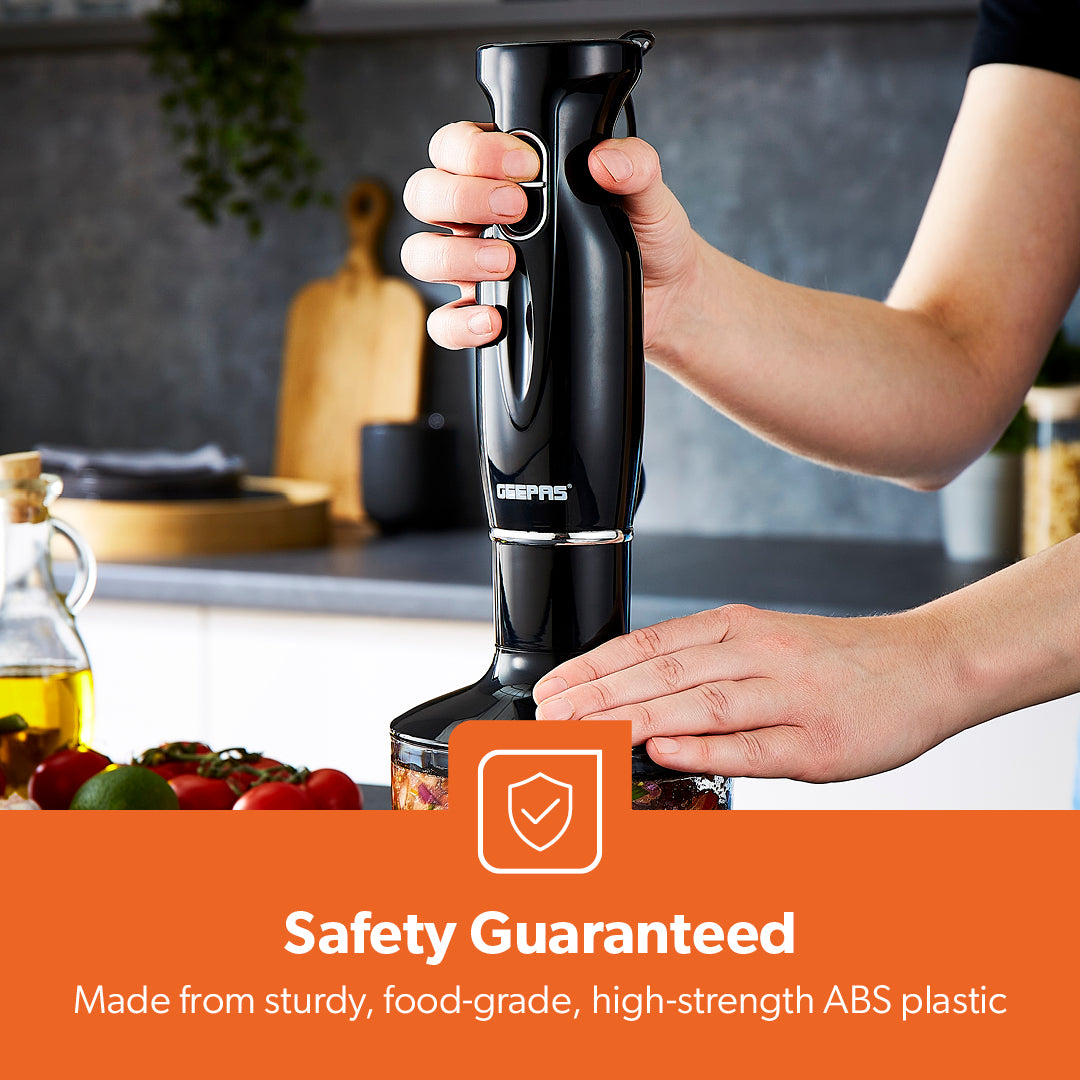 4-in-1 Black Hand Blender with Electric Whisk