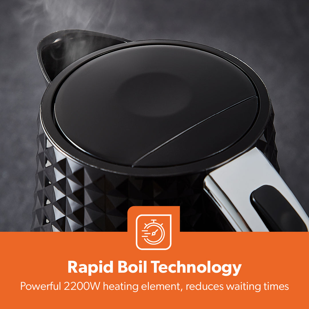 1.7L Black Honeycomb Rapid Boil Electric Kettle