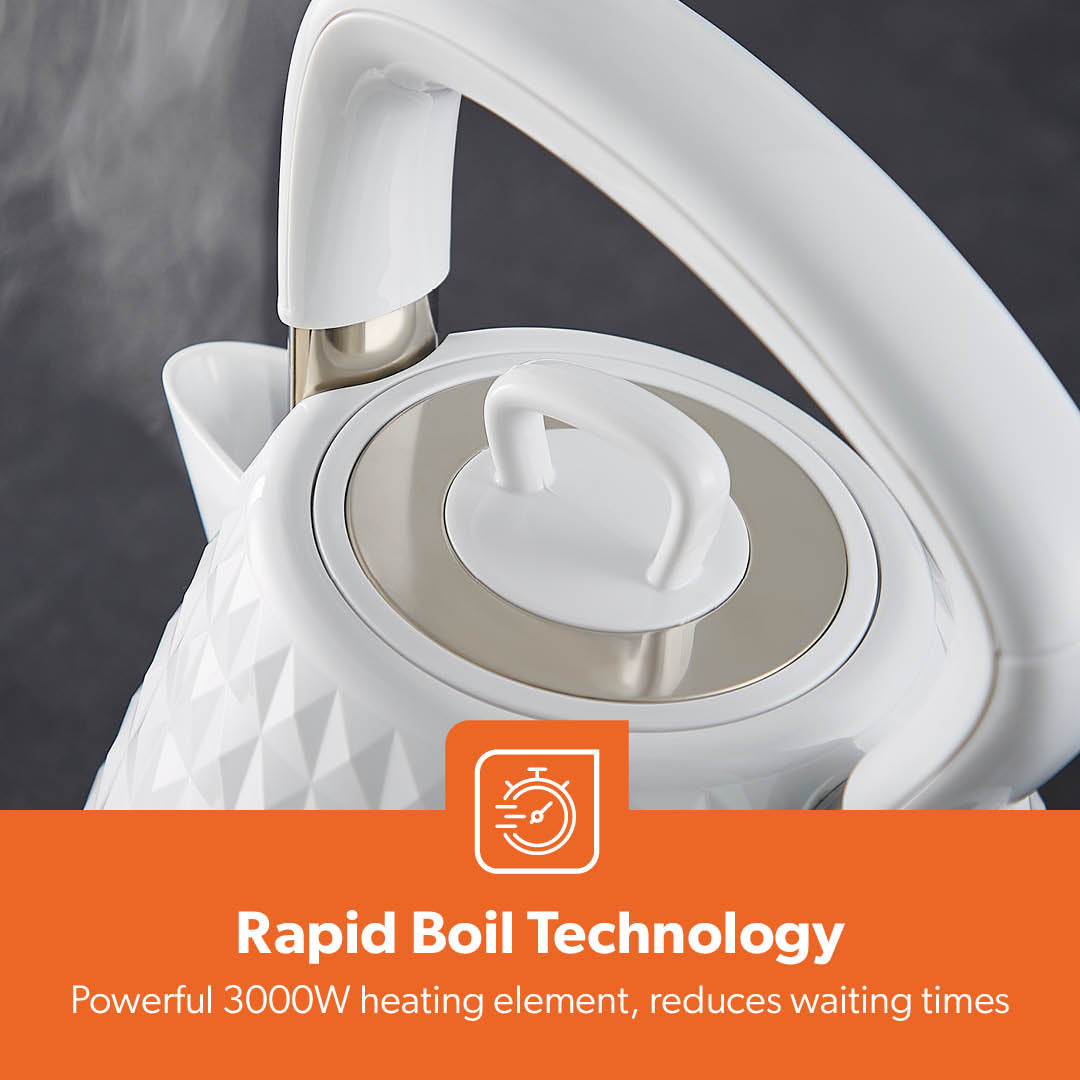 1.5L White Pyramid STRIX Rapid Boil Electric Kettle