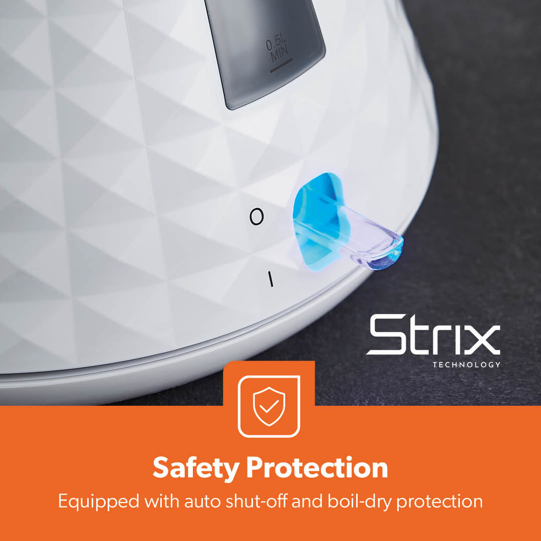 1.5L White Pyramid STRIX Rapid Boil Electric Kettle