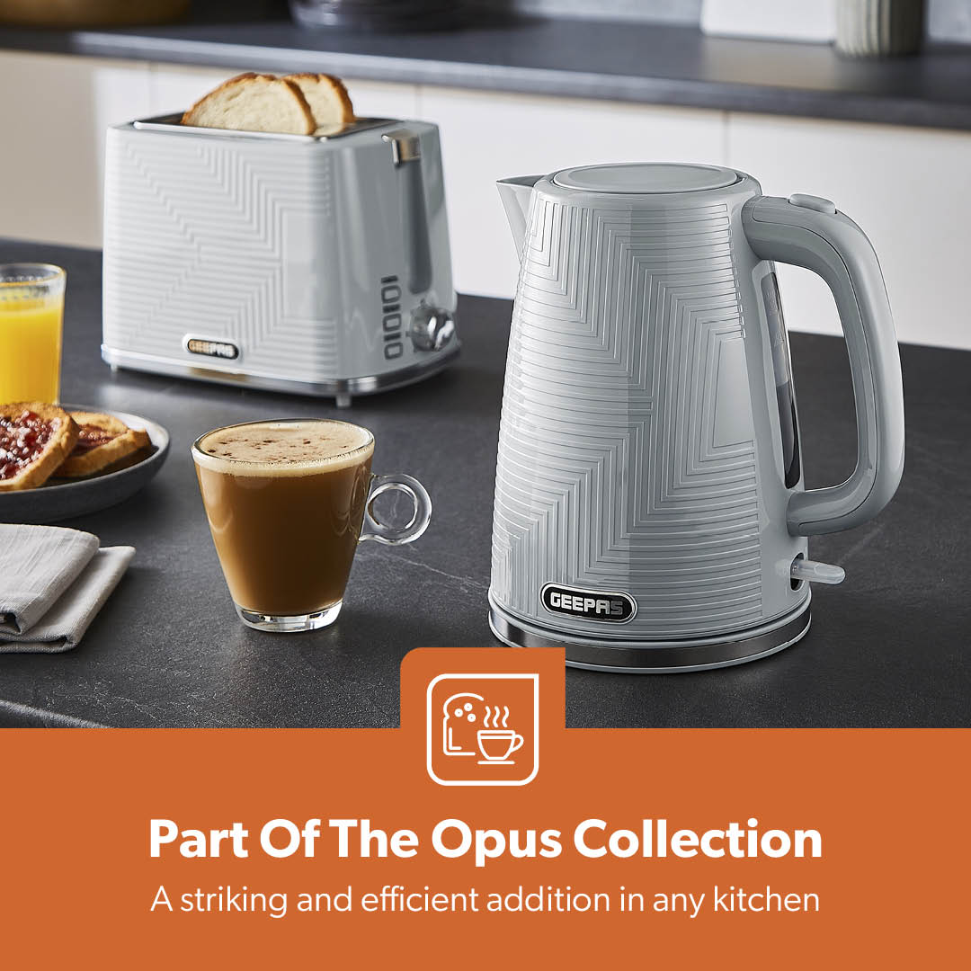 1.7L Opus Grey Textured Cordless Electric Kettle 3000W