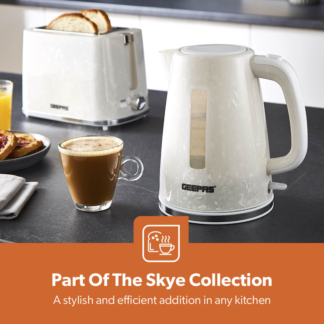 White 1.7L Premium Rapid Boil Cordless Electric Kettle 2200W