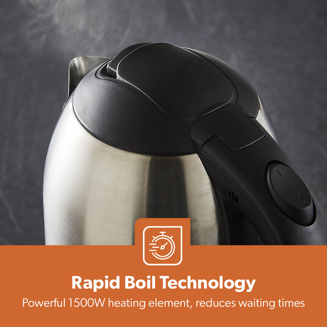 1.8L Cordless Stainless Steel Electric Kettle, 1800W Fast Boil