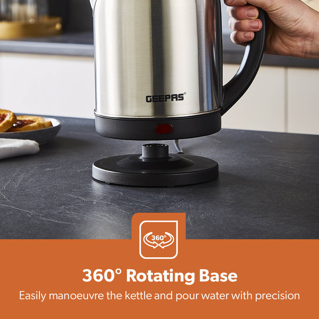1.8L Cordless Stainless Steel Electric Kettle, 1800W Fast Boil