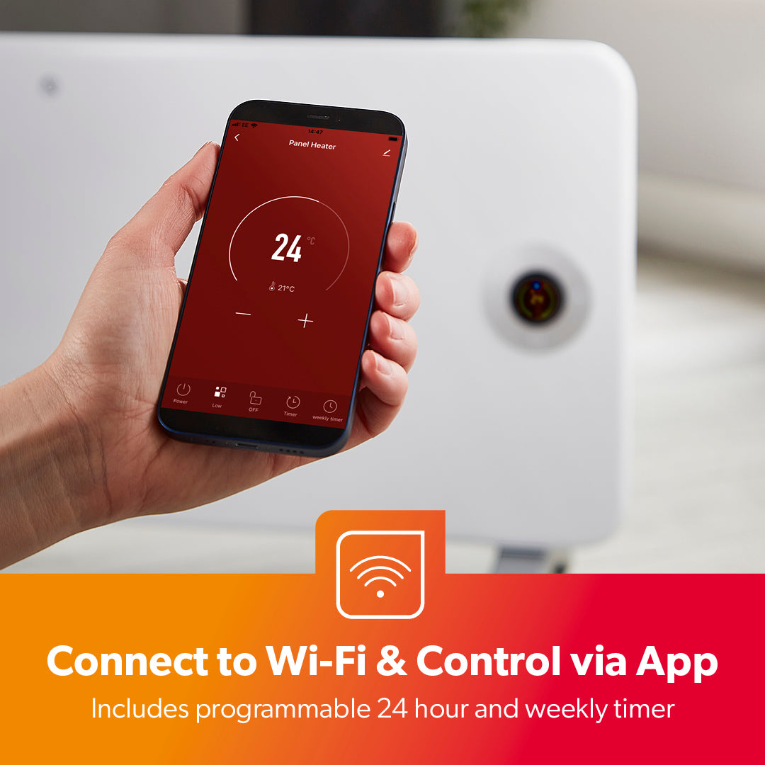 2KW Wi-Fi Controlled White Smart Panel Radiator Heater