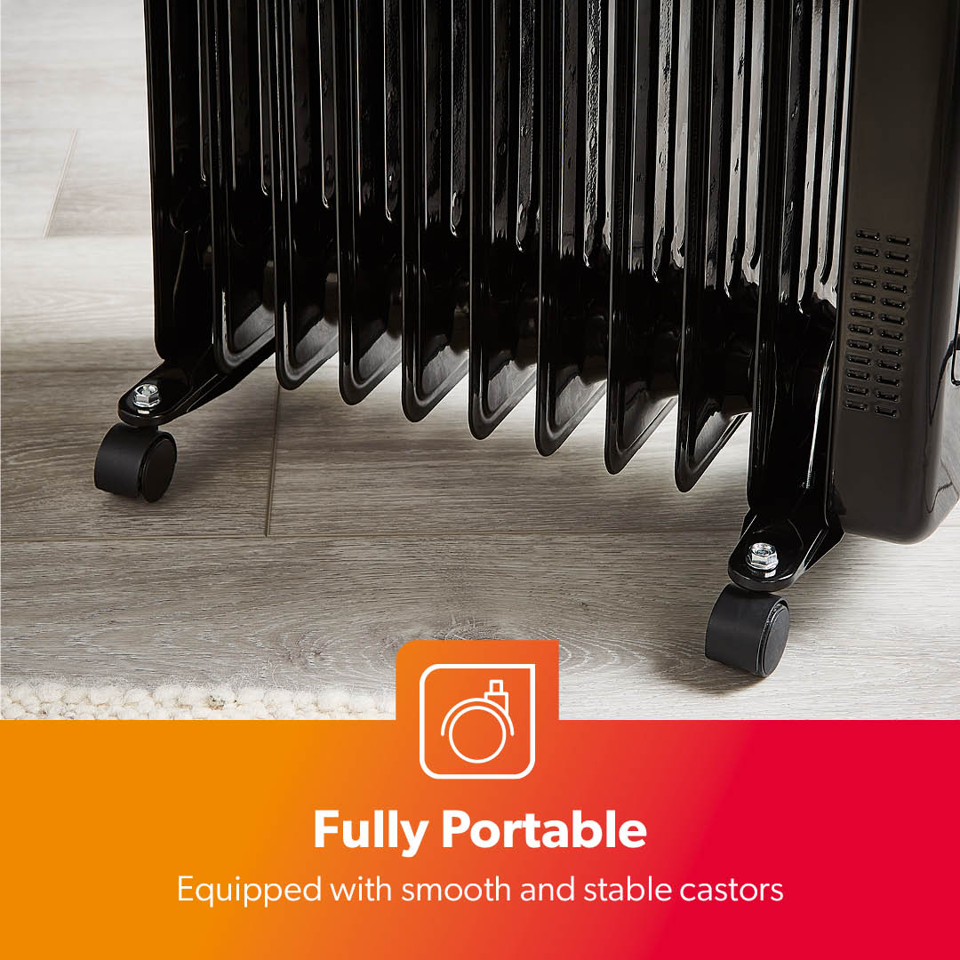 11-Fin Black Digital Oil-Filled Radiator Heater 2500W