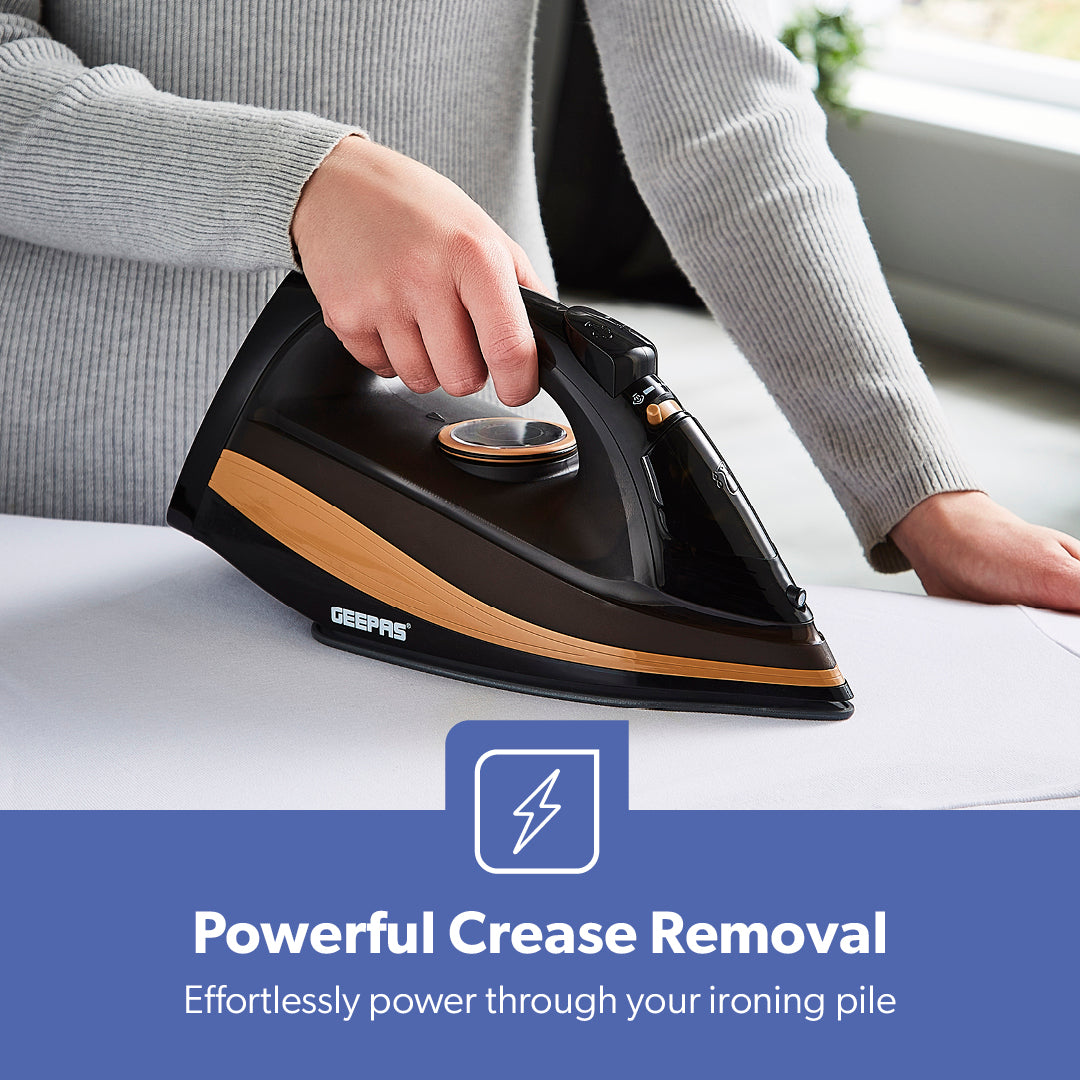 2-In-1 Black and Gold Vertical Or Burst Cordless Steam Iron
