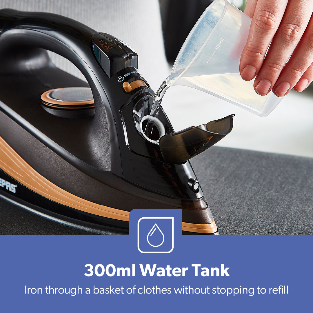 2-In-1 Black and Gold Vertical Or Burst Cordless Steam Iron