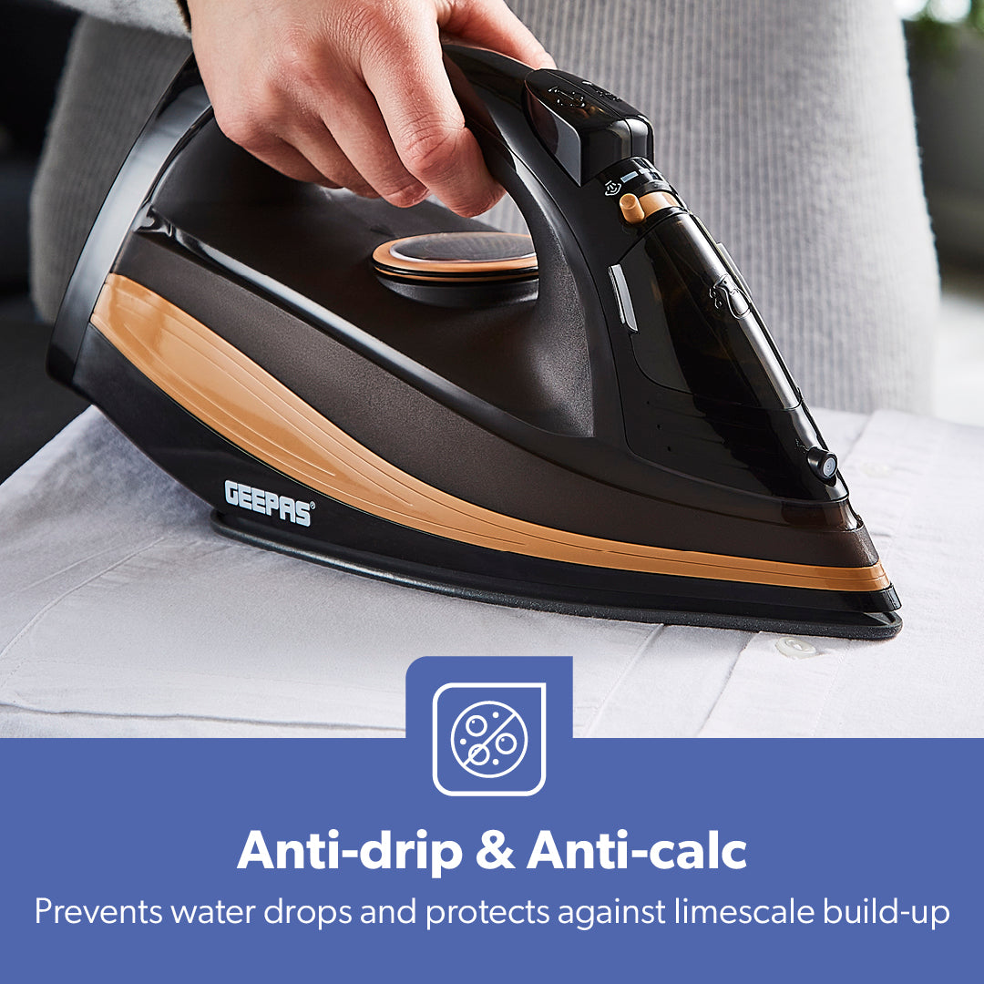 2-In-1 Black and Gold Vertical Or Burst Cordless Steam Iron
