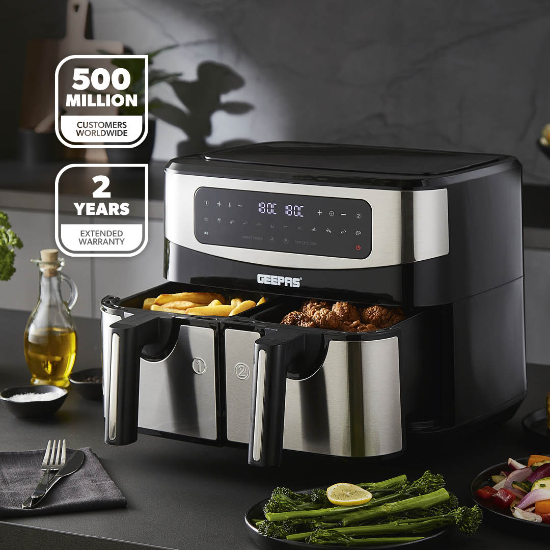 10-In-1 Digital Rapid Vortex Dual Basket Air Fryer 9L