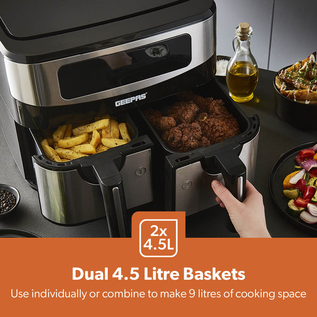 10-In-1 Digital Rapid Vortex Dual Basket Air Fryer 9L