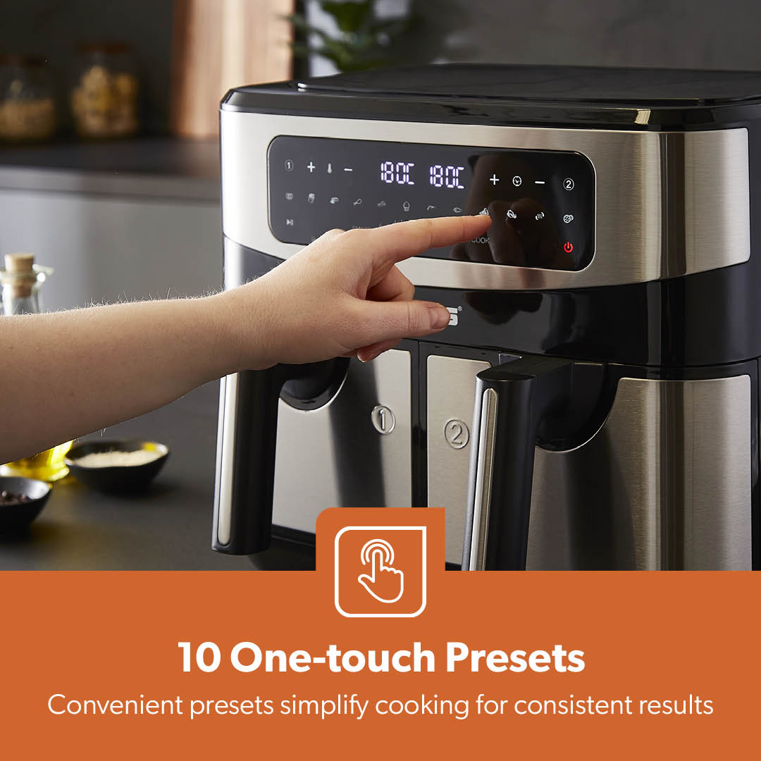 10-In-1 Digital Rapid Vortex Dual Basket Air Fryer 9L