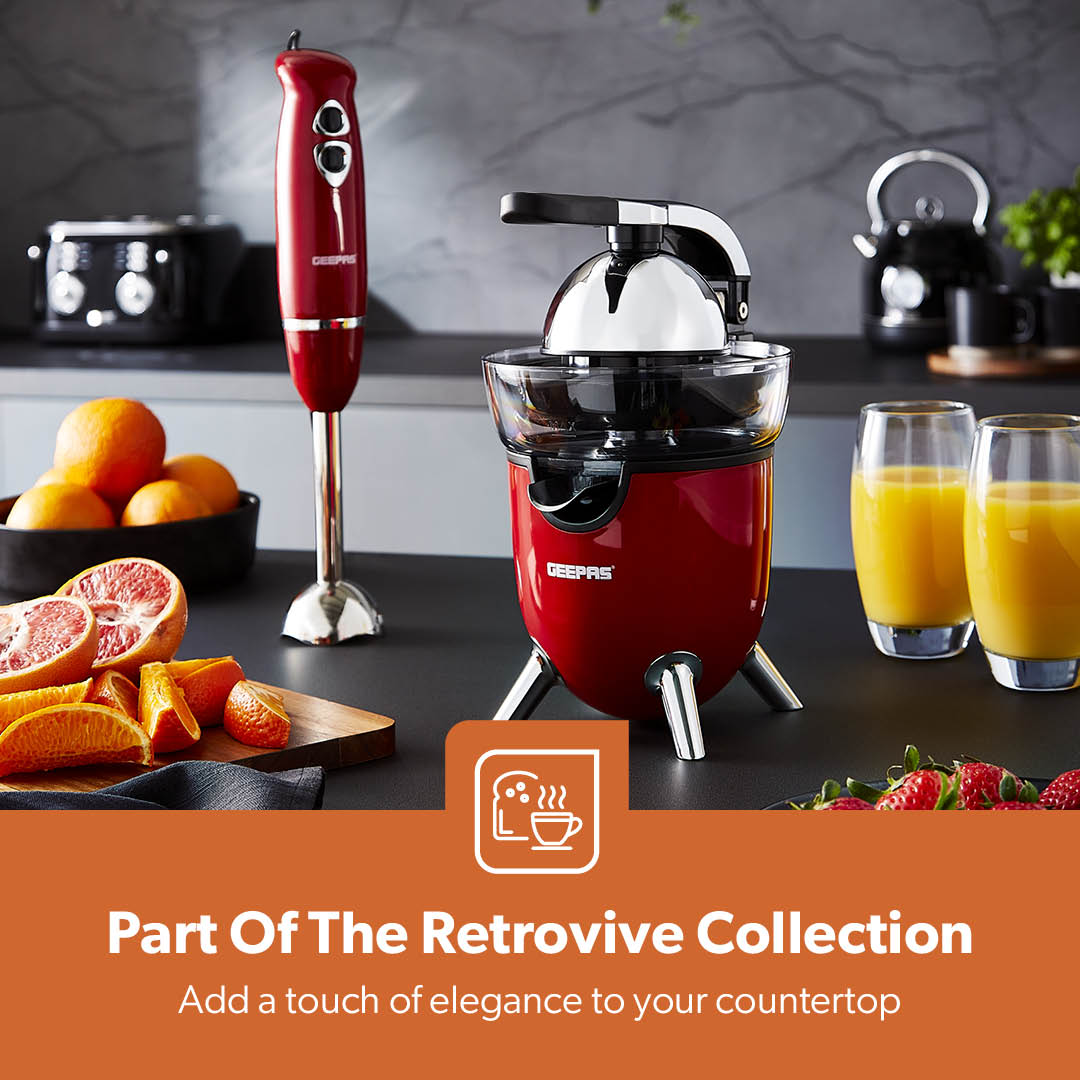 Red Dual-Cone 'Retrovive' Electric Juicer Extractor