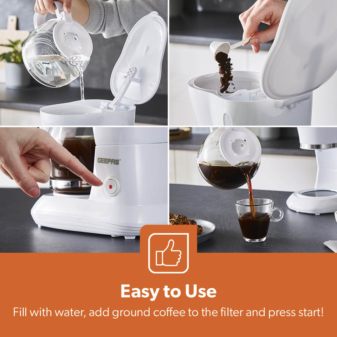 1.5L Automatic Drip Filter Coffee Machine With Glass Carafe