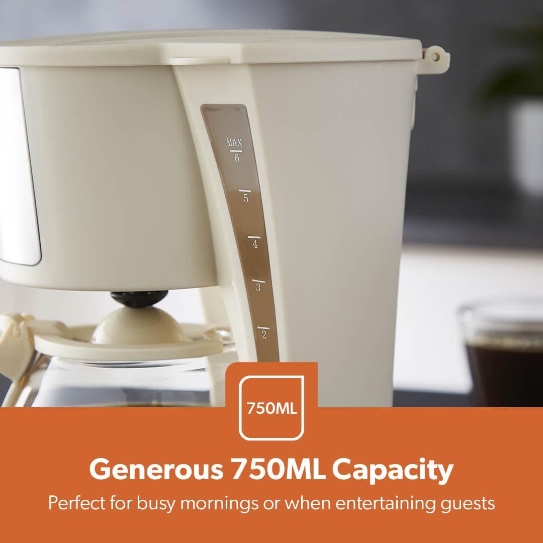 750ml Filter Drip Coffee Machine In Cream