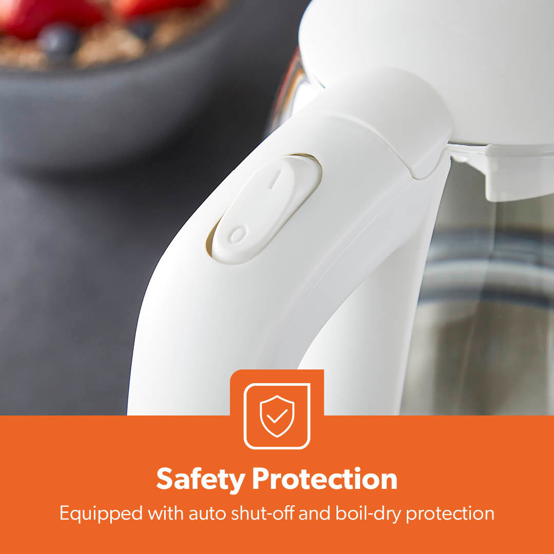 1.7L LED Rapid Boil White Glass Electric Kettle