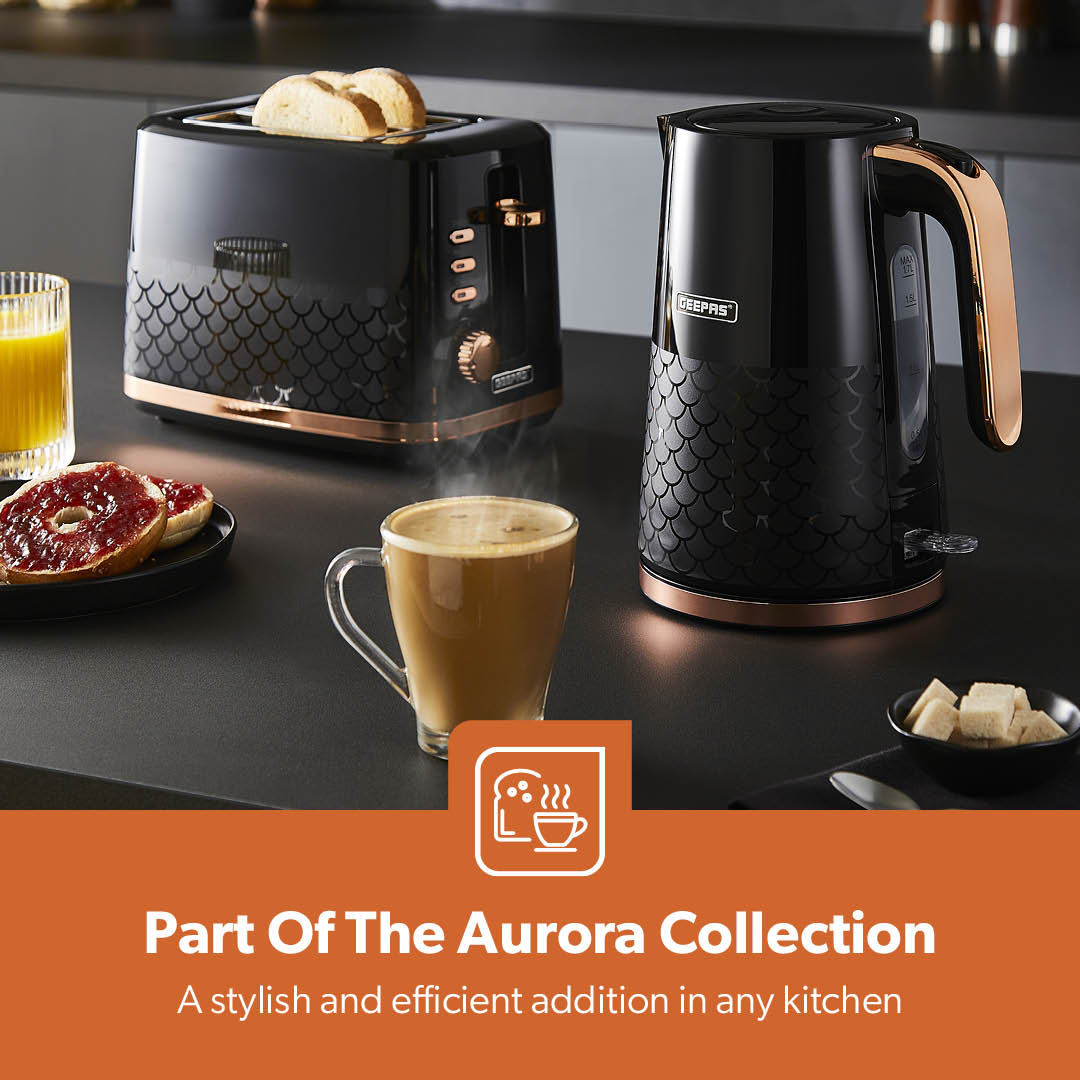 1.7L Aurora Black and Rose Gold Rapid Boil Kettle