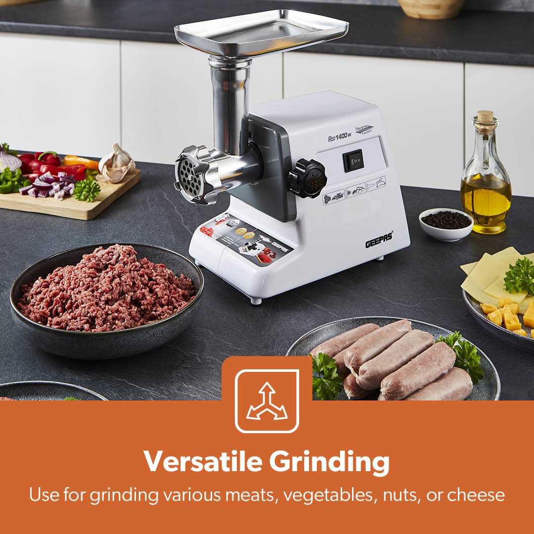 1400W Retro-Style Stainless Steel Automatic Meat Grinder and Meat Mincer