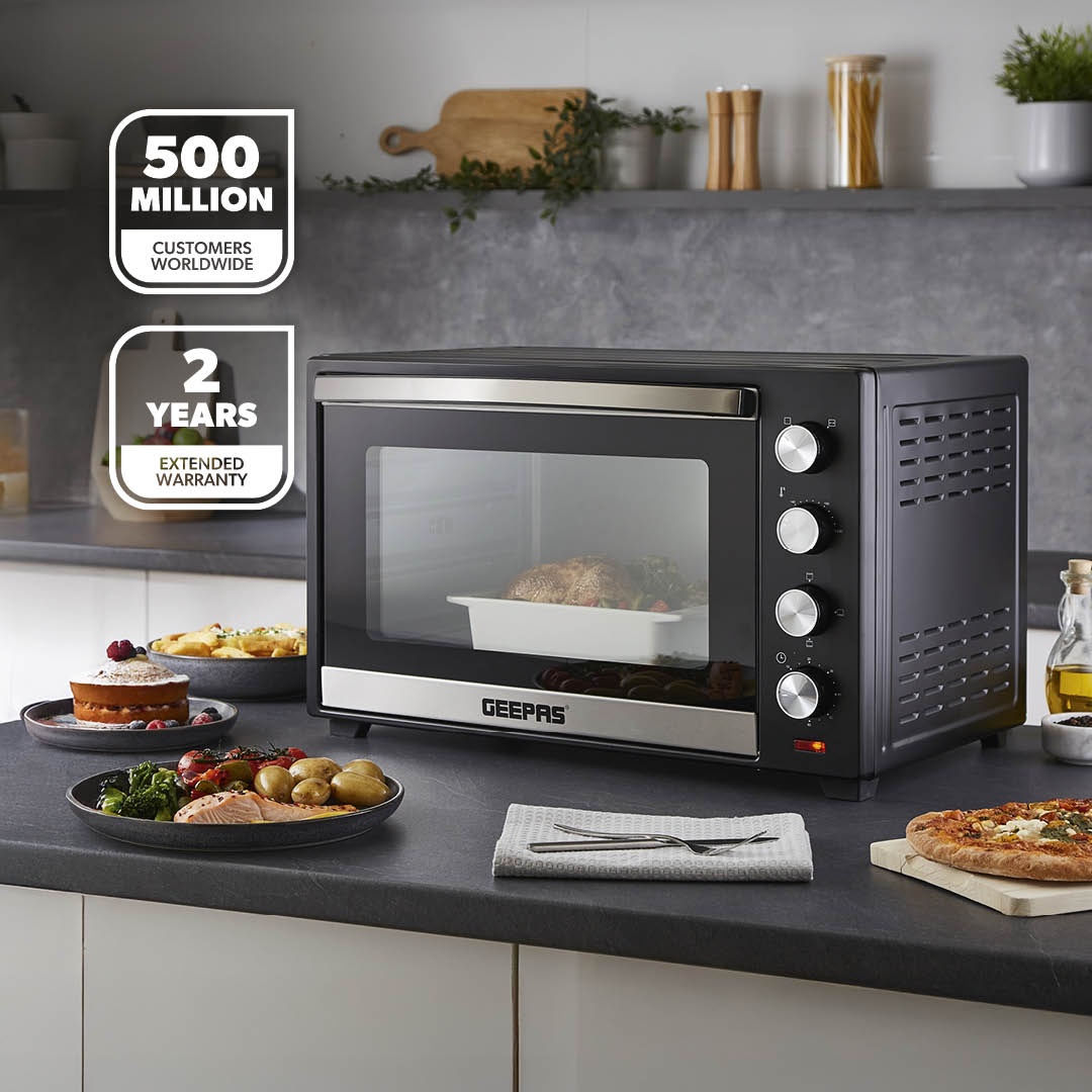 60L Electric Mini Oven Cooker & Grill With Rotisserie