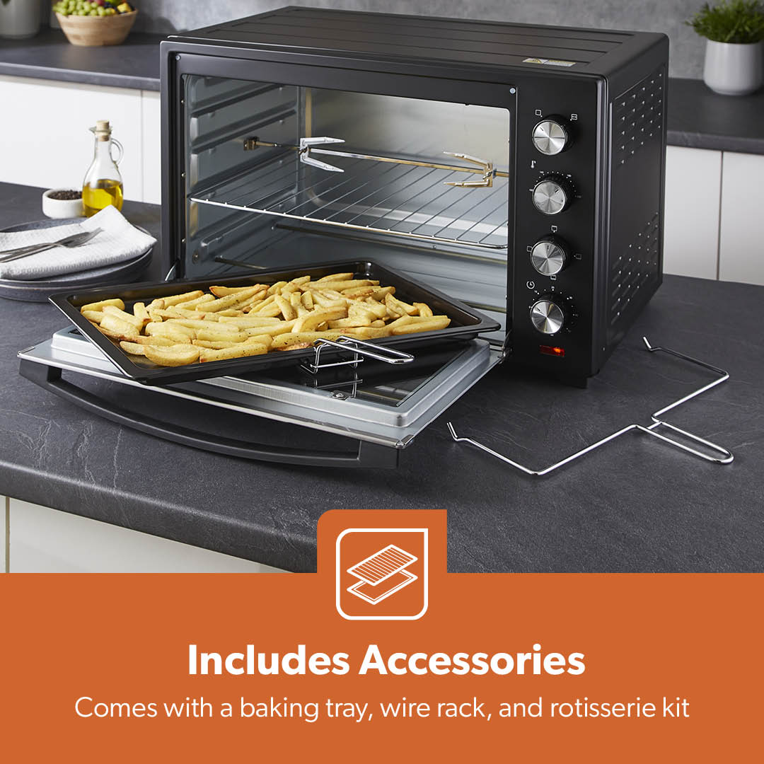 60L Electric Mini Oven Cooker & Grill With Rotisserie