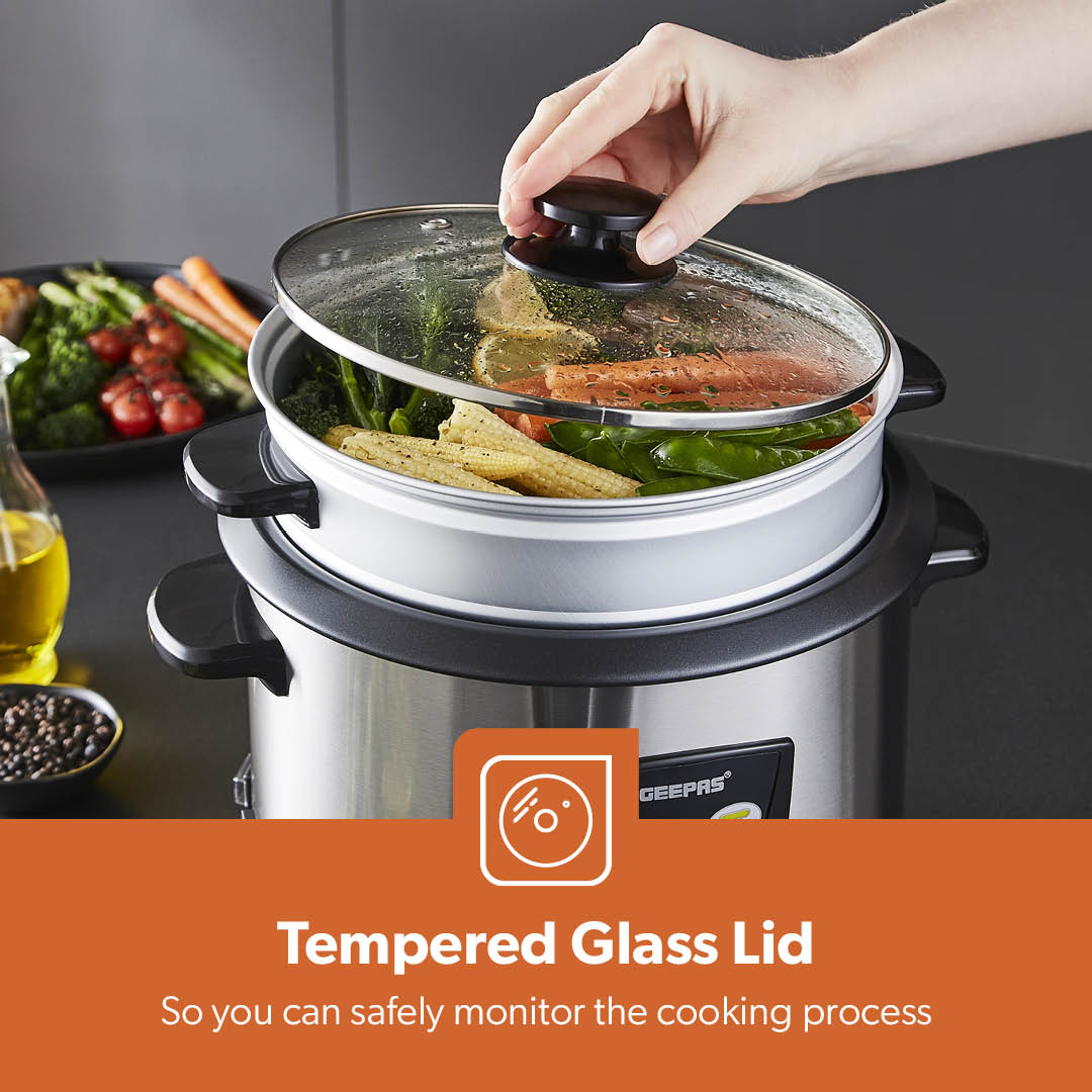 1.8L Non-Stick Stainless Steel Rice Cooker and Steamer 700W