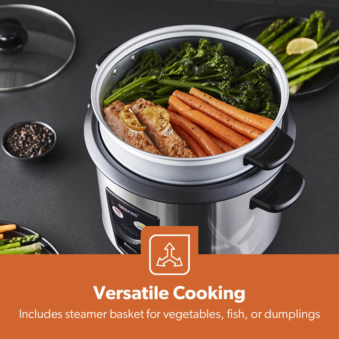 1.8L Non-Stick Stainless Steel Rice Cooker and Steamer 700W