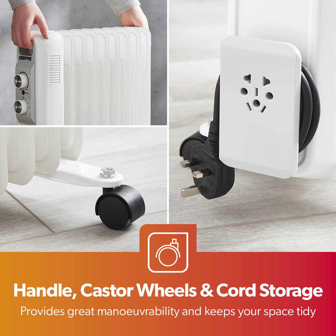 9-Fin Portable Electric Oil-Filled Radiator Heater