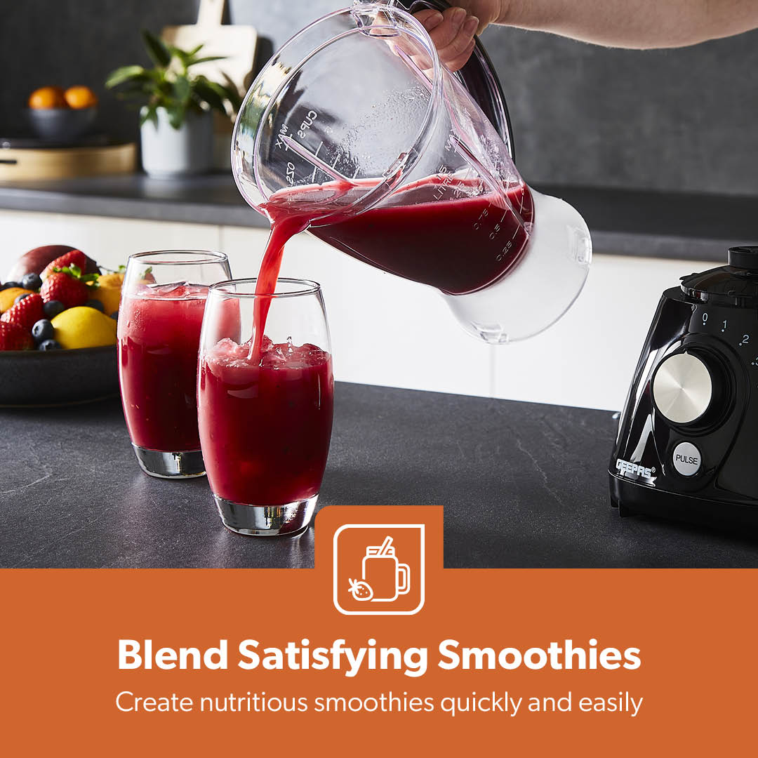 2-In-1 Black Portable Food Jug Blender and Grinder 1.5L