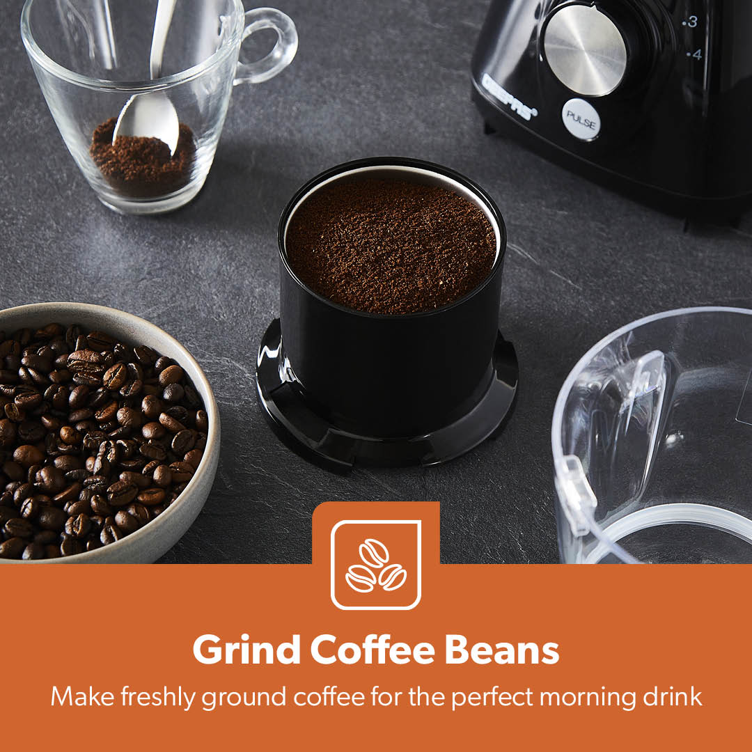 2-In-1 Black Portable Food Jug Blender and Grinder 1.5L