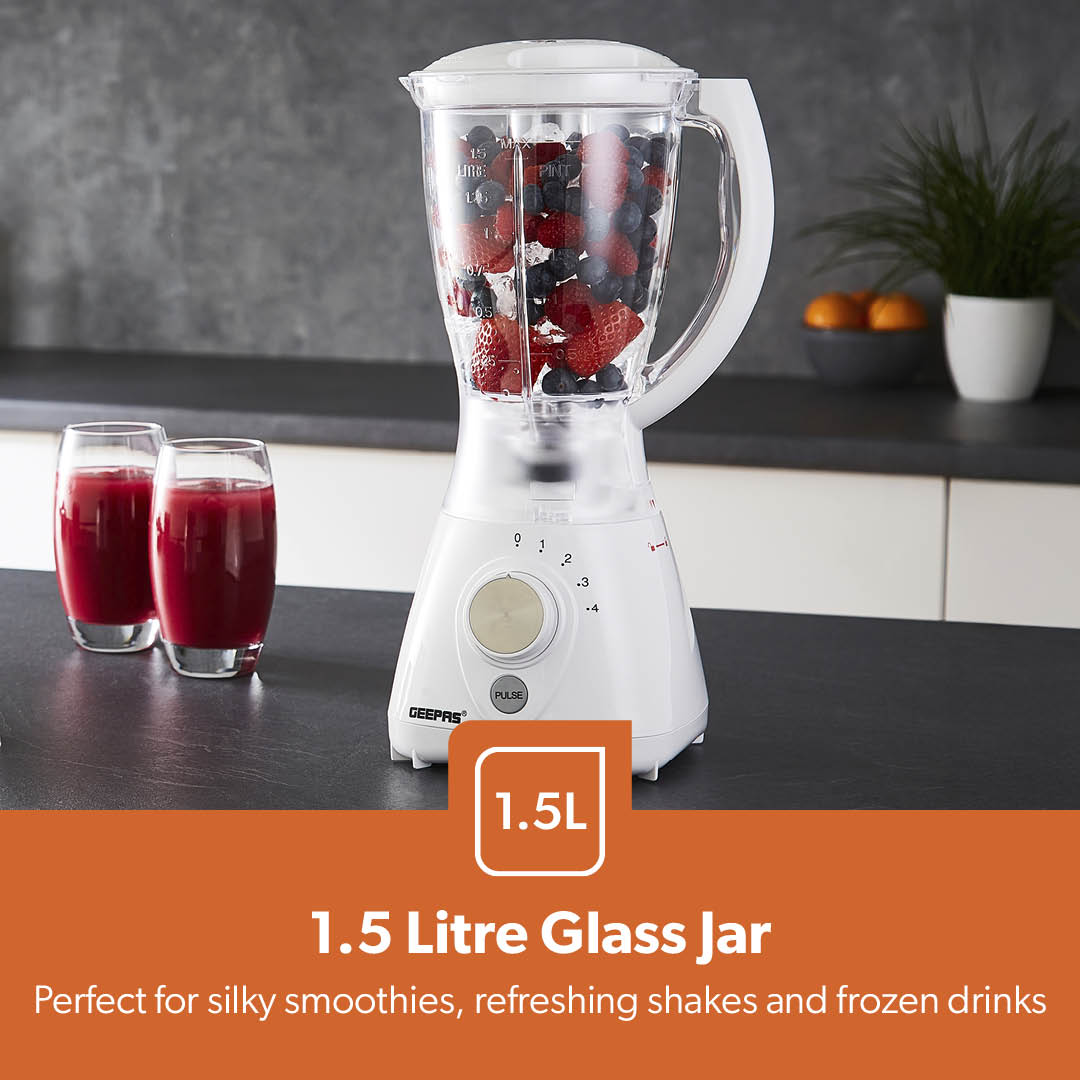 2-In-1 White Portable Food Jug Blender & Grinder 1.5L