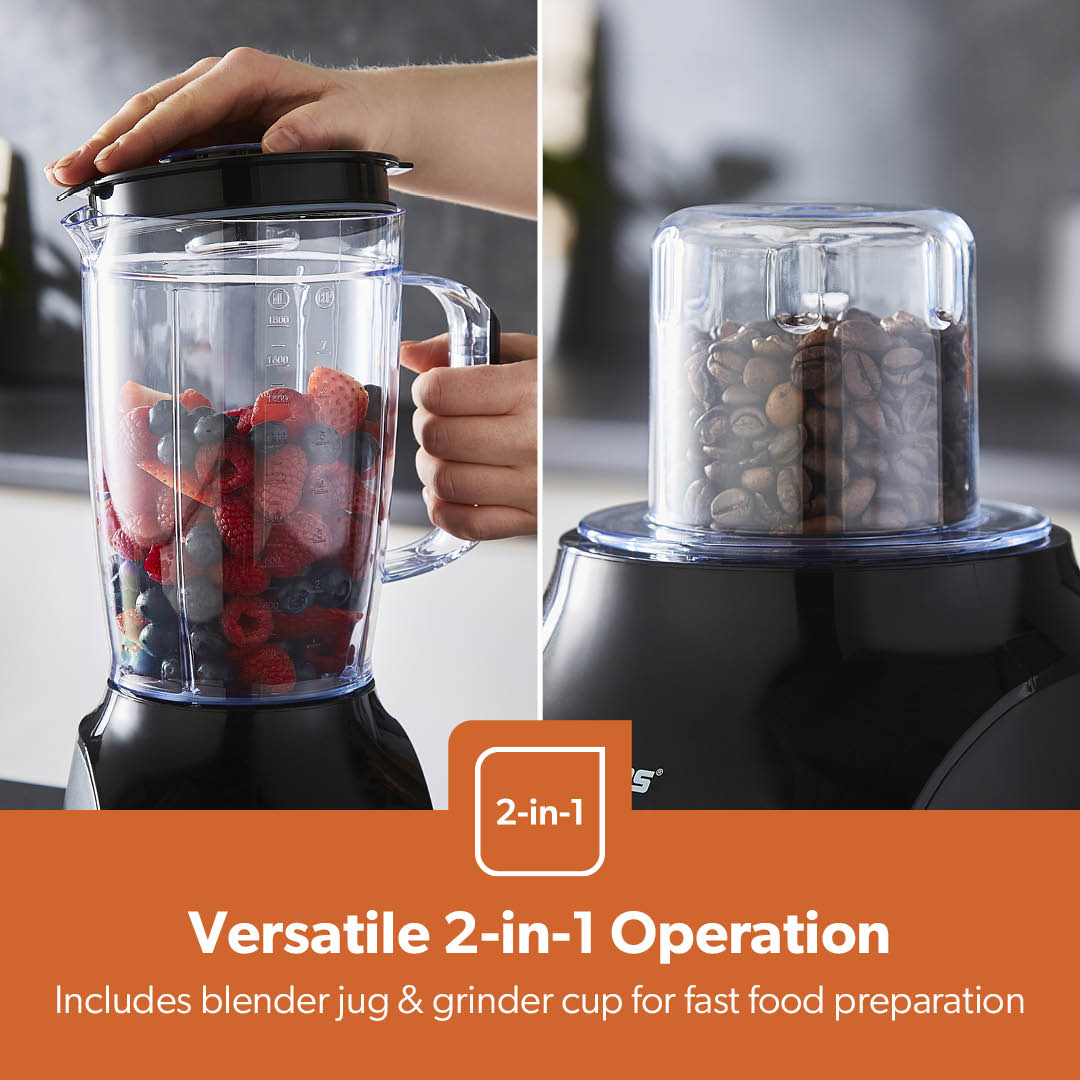 1.8L Black 2-In-1 Food Jug Blender With Spice and Grinder 600W