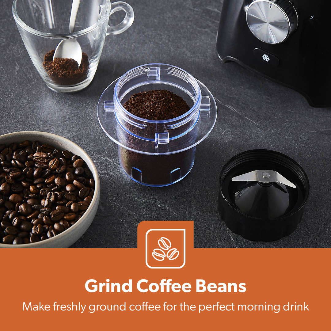 2-In-1 Black Portable Blender Smoothie Maker & Spice Grinder