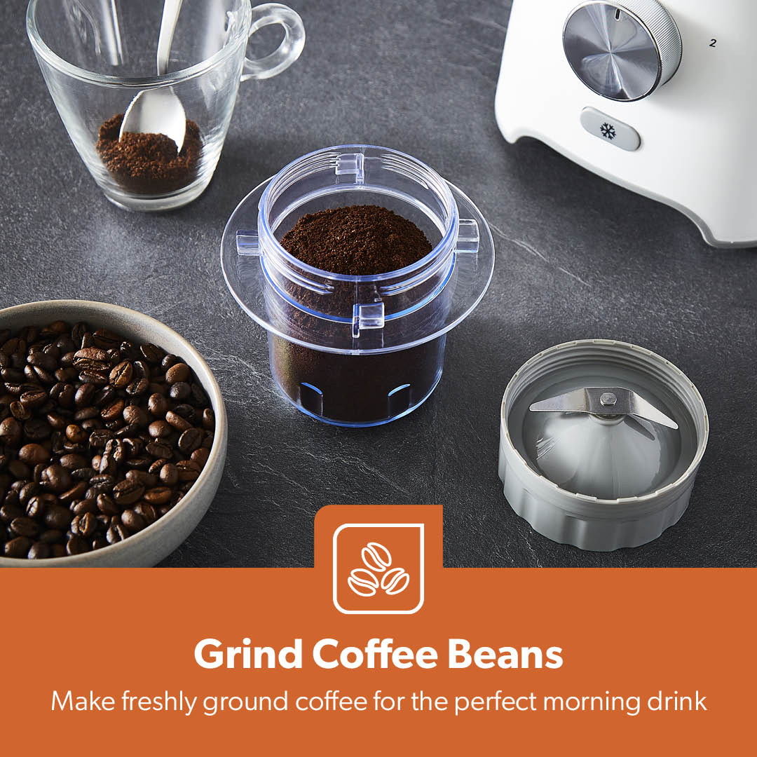 2-In-1 White Powerful Smoothie Blender & Coffee Grinder