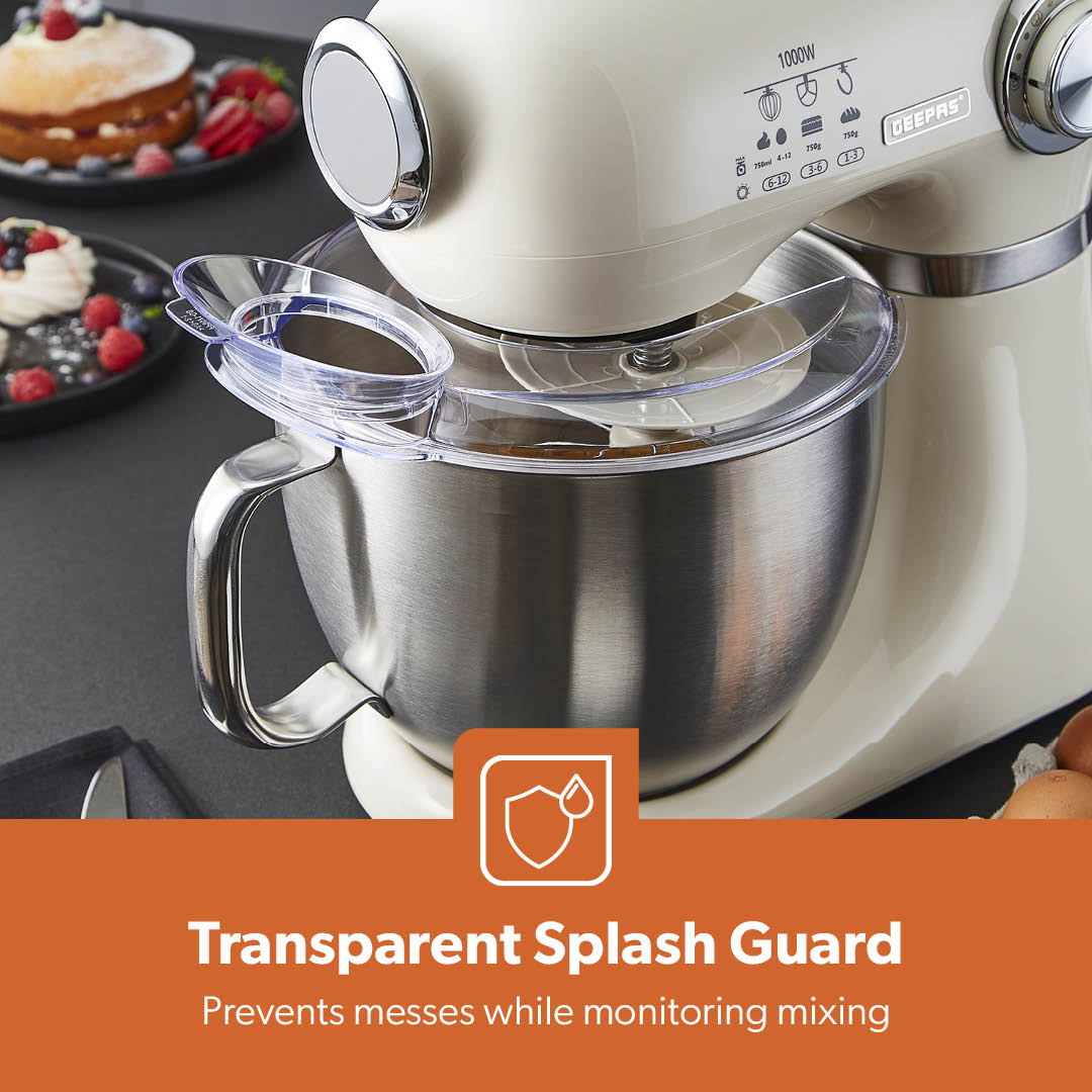 1000W 5L Cream Stand Mixer Electric Food Mixer With 12-Speeds