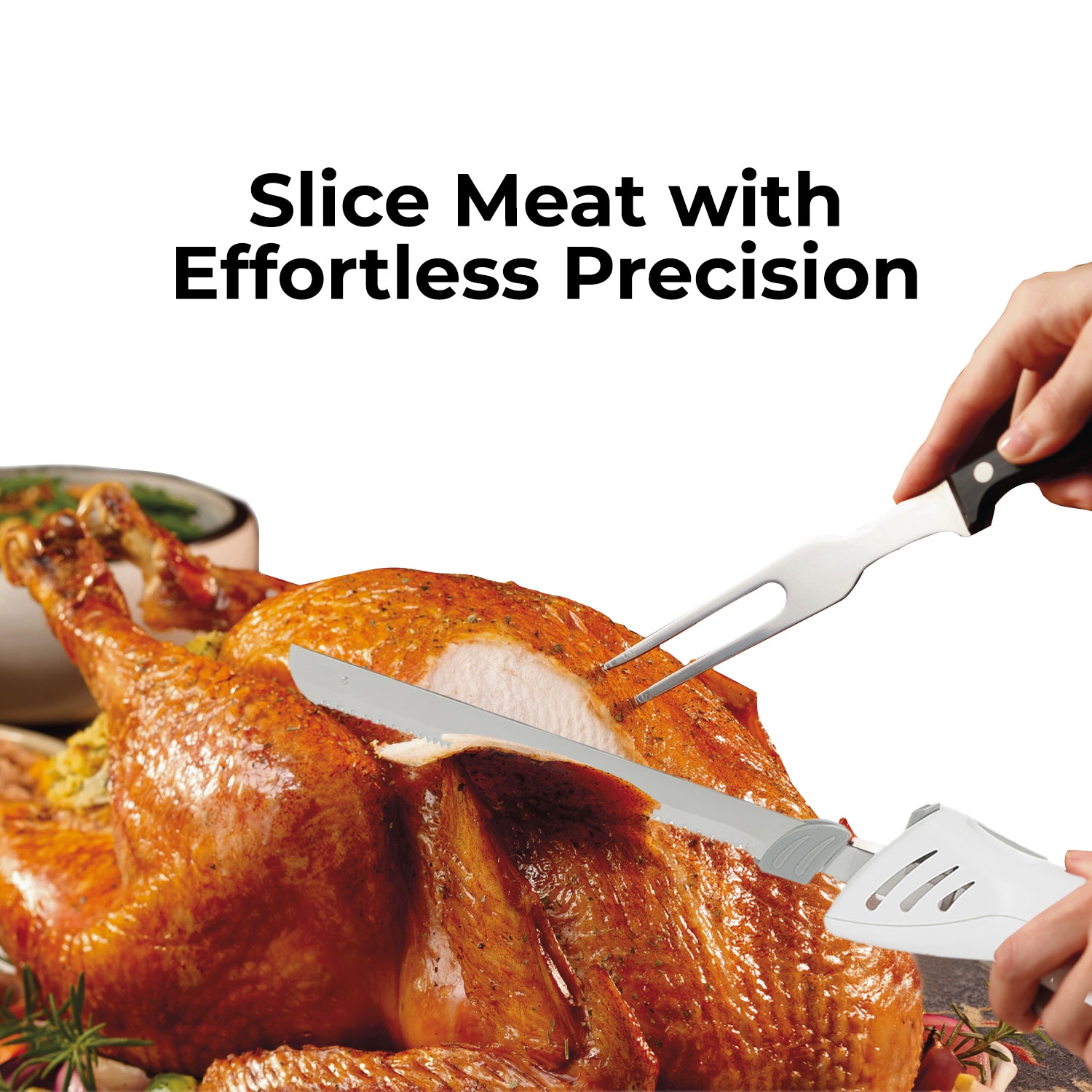 100W No-Noise Electric Carving Knife In White