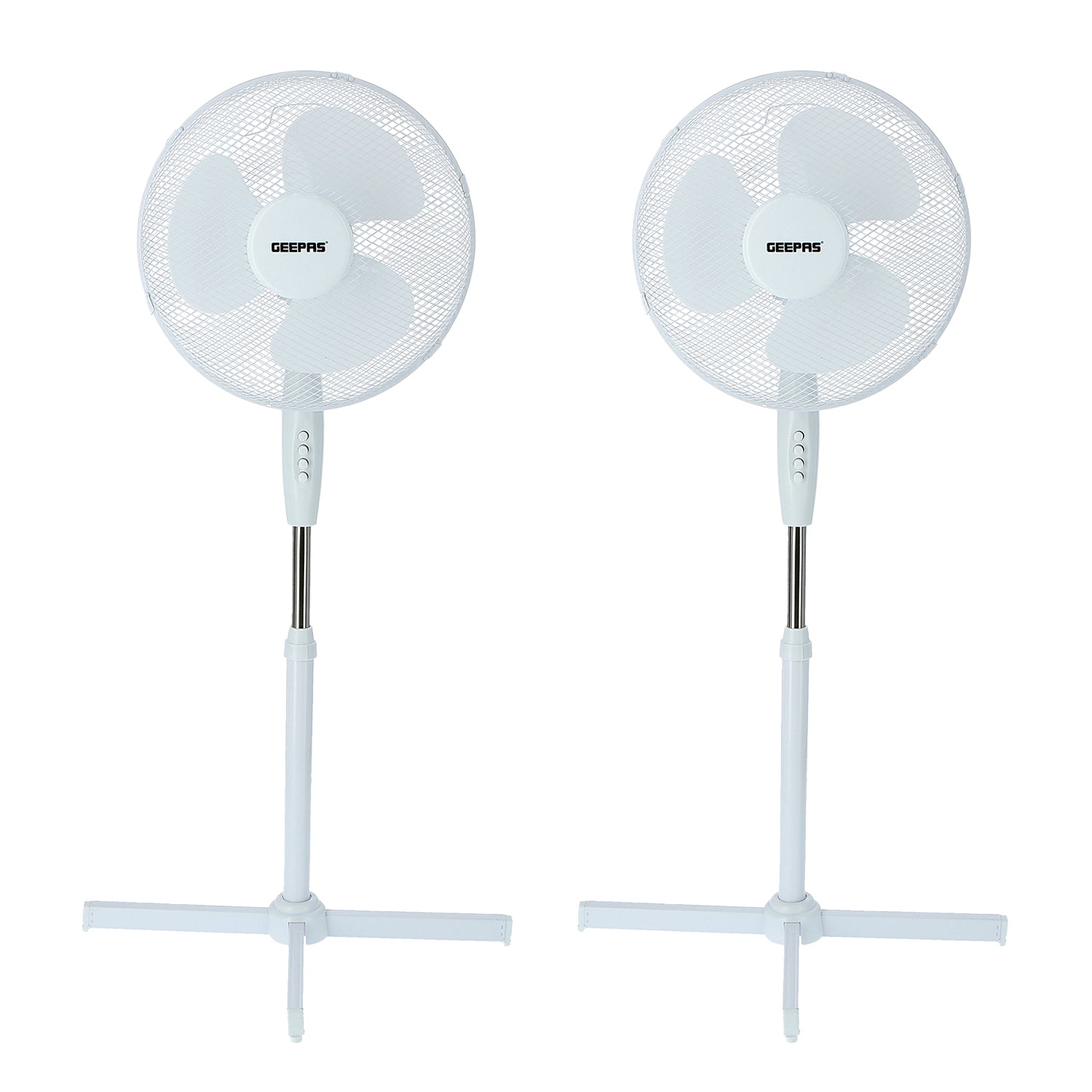 Set Of 2 Deluxe 16-Inch White Oscillating Pedestal Fans