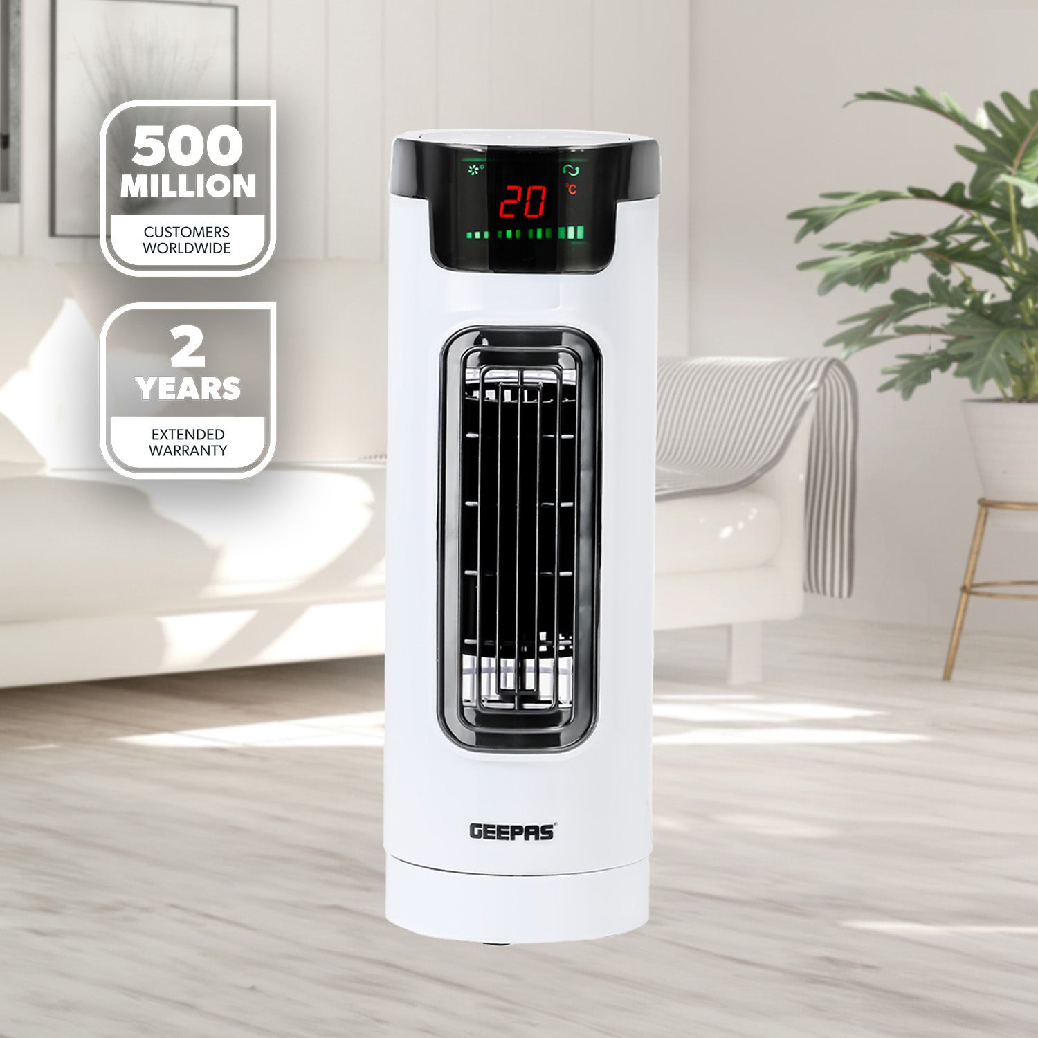 30W Three-Speed Mini Tower Fan With Remote Control