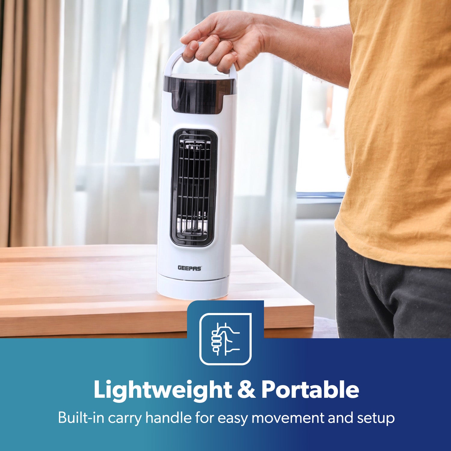 30W Three-Speed Mini Tower Fan With Remote Control