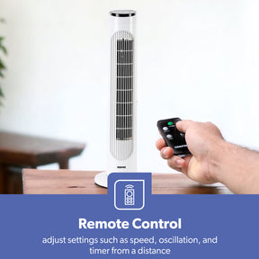 29-Inch Oscillating Tower Fan with 3 Speeds and Remote Control
