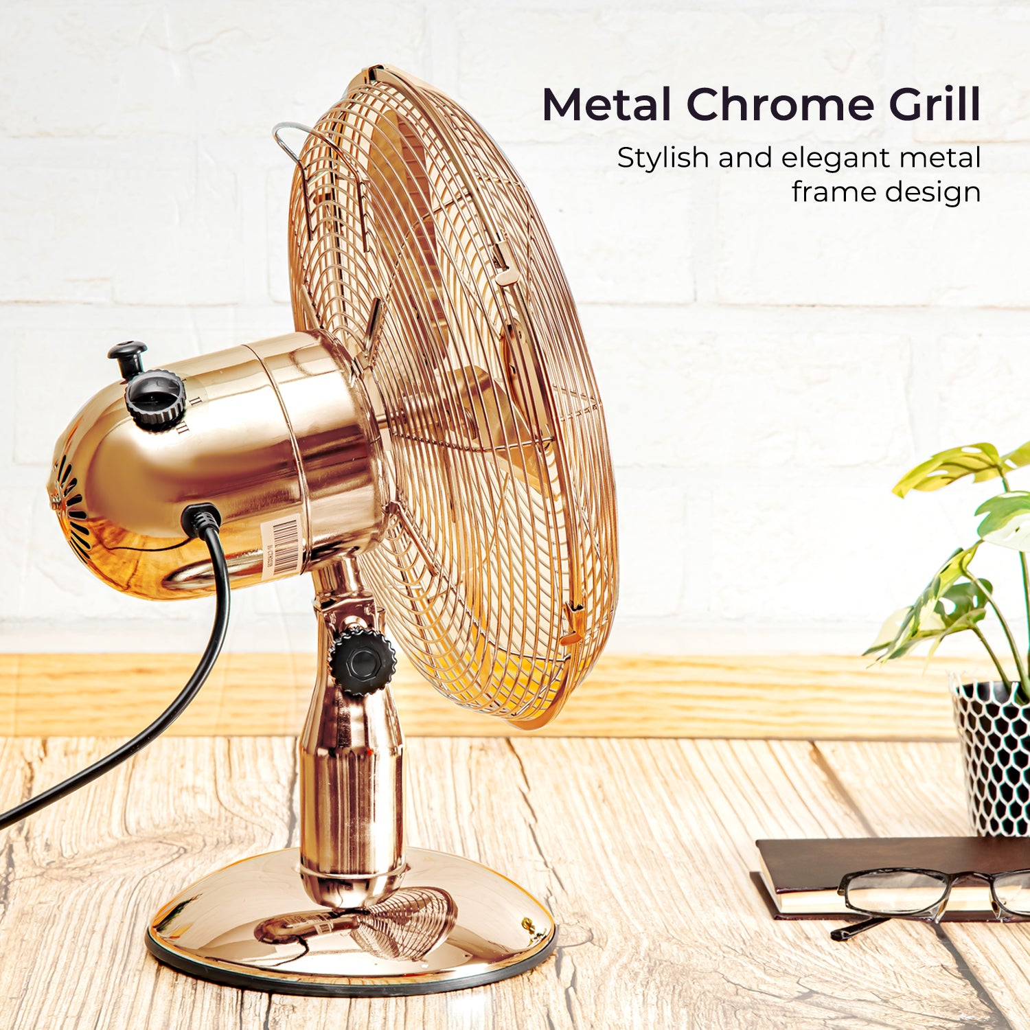 12" Copper Metal Oscillating Desk Fan 35W