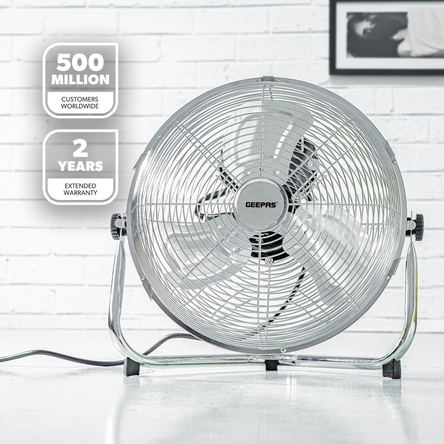 12-Inch Metal Floor Fan with 3 Speed Settings and Quiet Operation