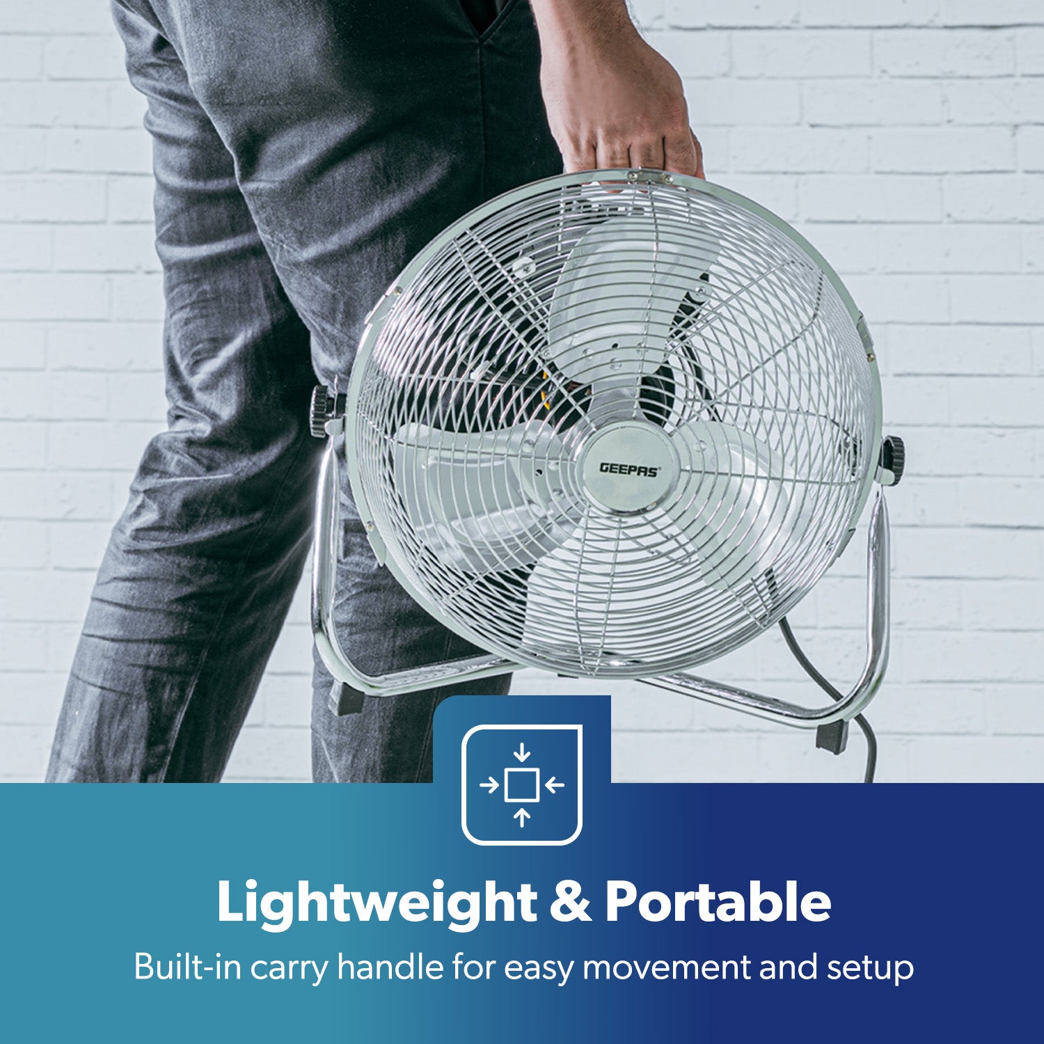 12-Inch Metal Floor Fan with 3 Speed Settings and Quiet Operation