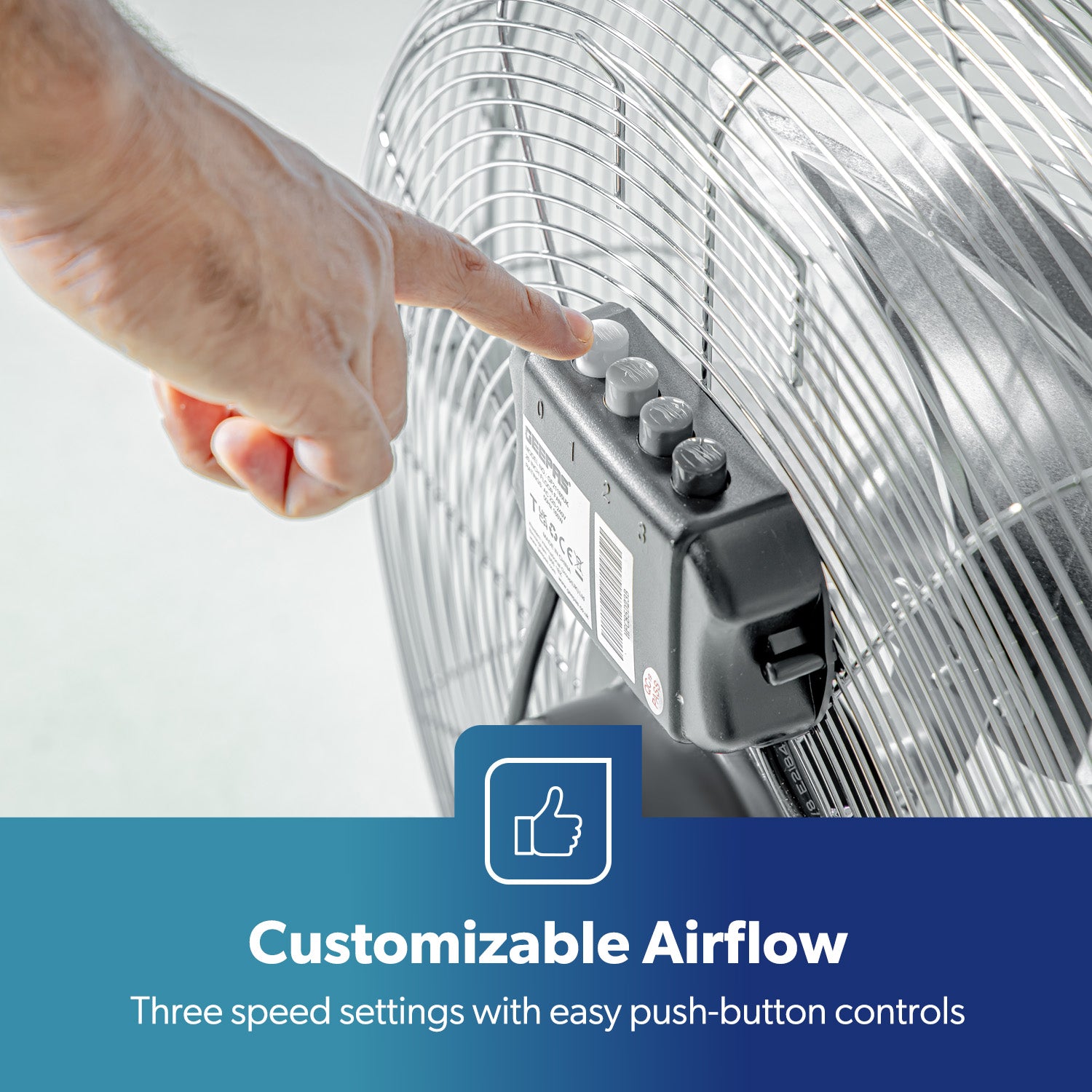 Premium 20-Inch Powerful 3-Speed Metal Floor Fan