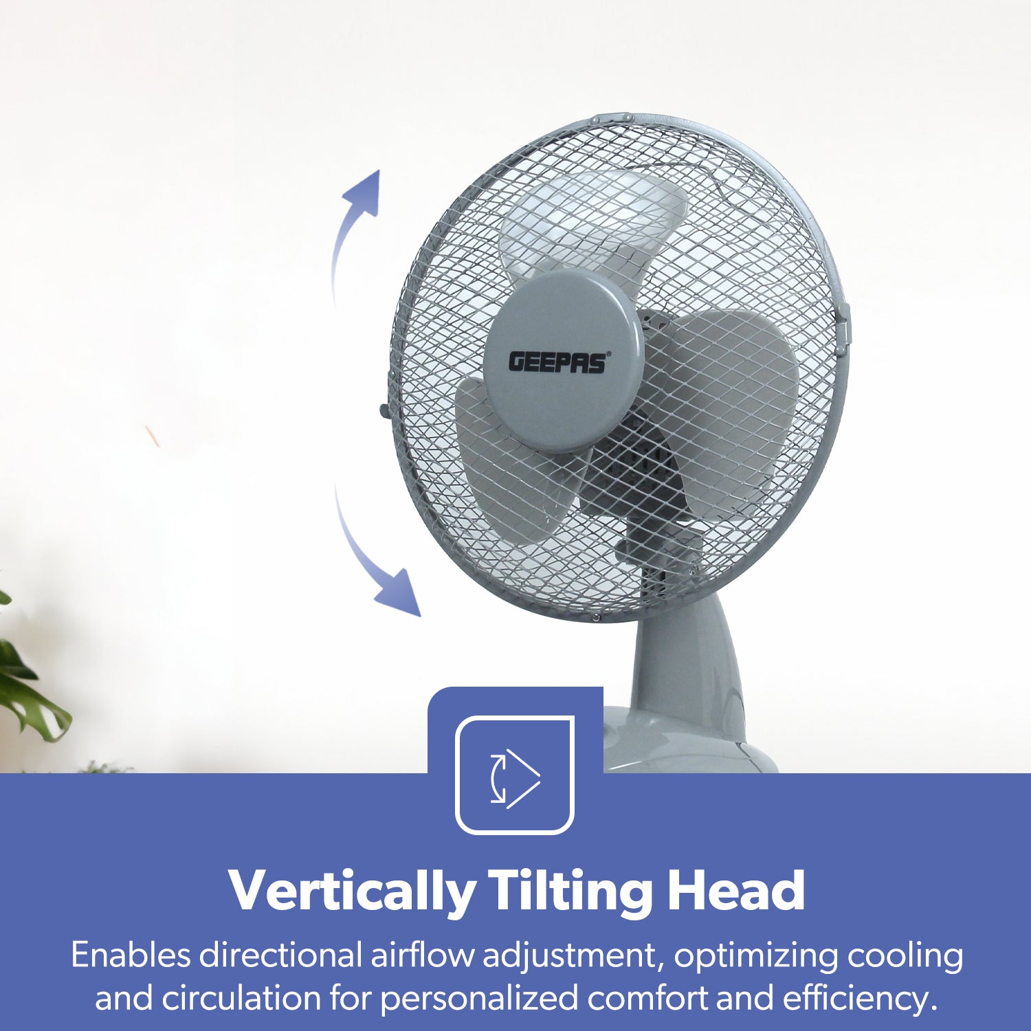 12-Inch Grey Portable Oscillating Desk Fan