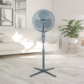 16-Inch Grey Oscillating Standing Pedestal Fan