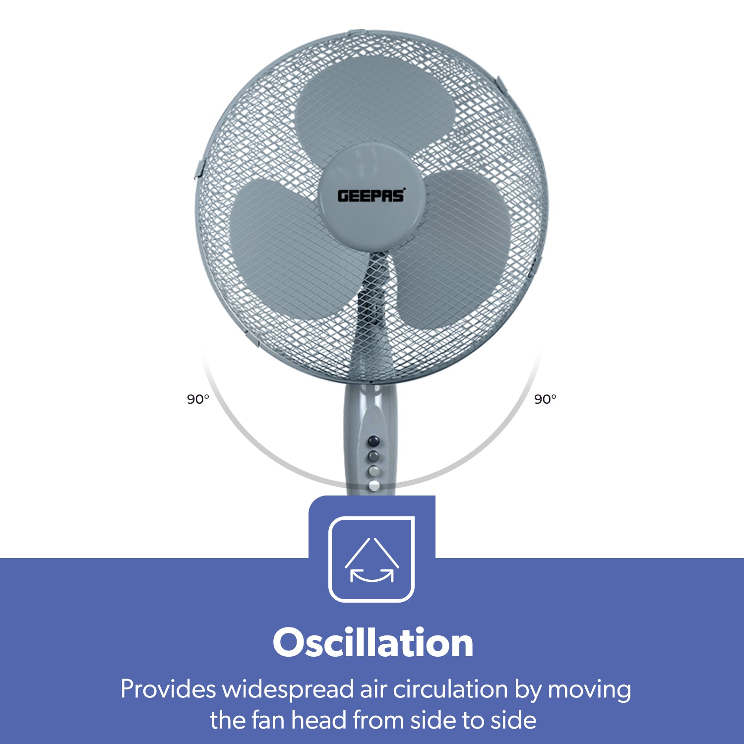 16-Inch Grey Three-Speed Oscillating Pedestal Fan