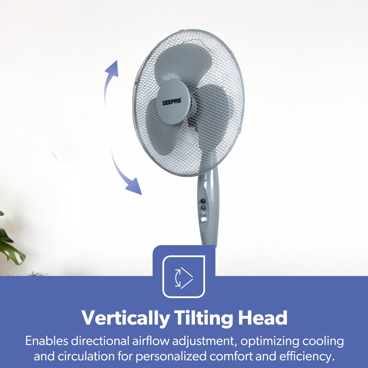 16-Inch Grey Three-Speed Oscillating Pedestal Fan