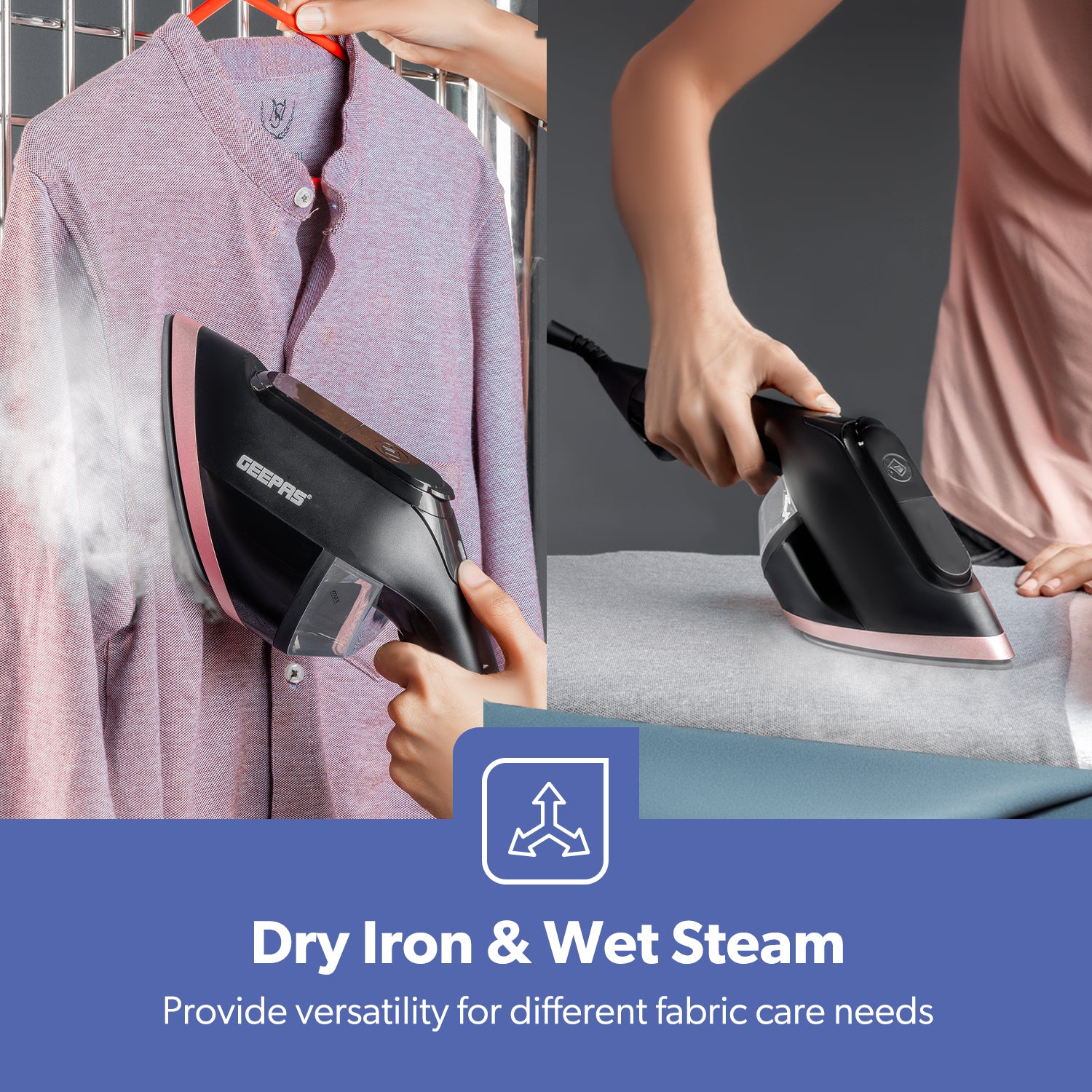 2-In-1 Handheld Wet and Dry Clothes Steamer 1950W